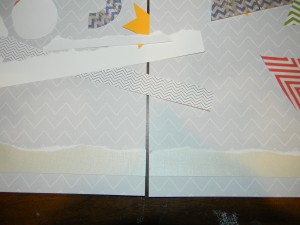 Whimsical Winter Scrapbook pages, lining up snow