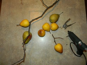 Decorating Above Kitchen Cabinets, Making pear stems