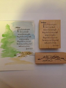 Rubber Stamped Card - watercolor inspiring tree scene