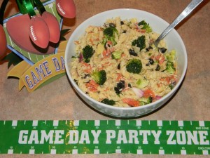 game day pasta salad, tailgating foods, super bowl foods, pasta salad,salad