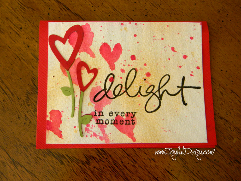 watercolor heart rubber stamped handmade card