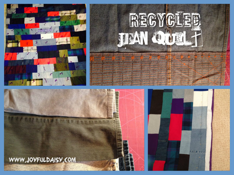 Recycled jean quilt collage