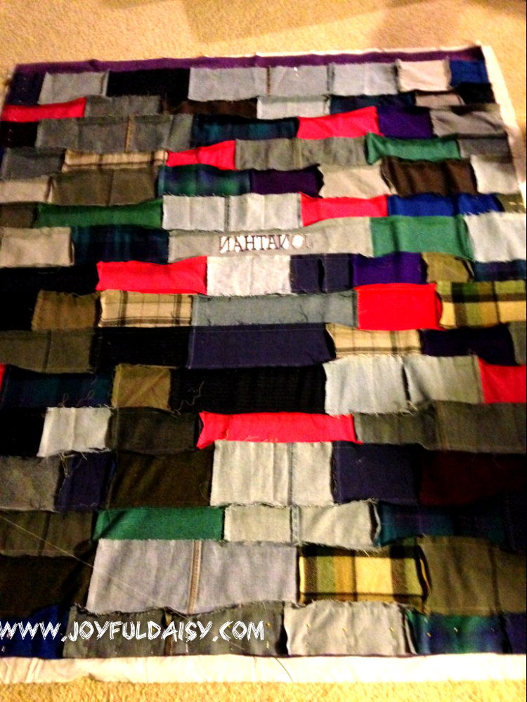recycled jean quilt layout strips