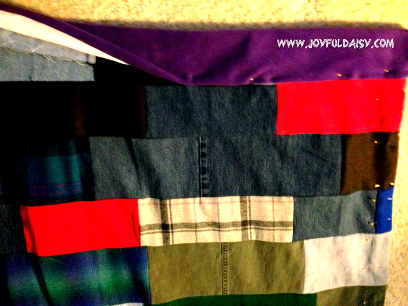 recycled jean quilt stitch fleece top