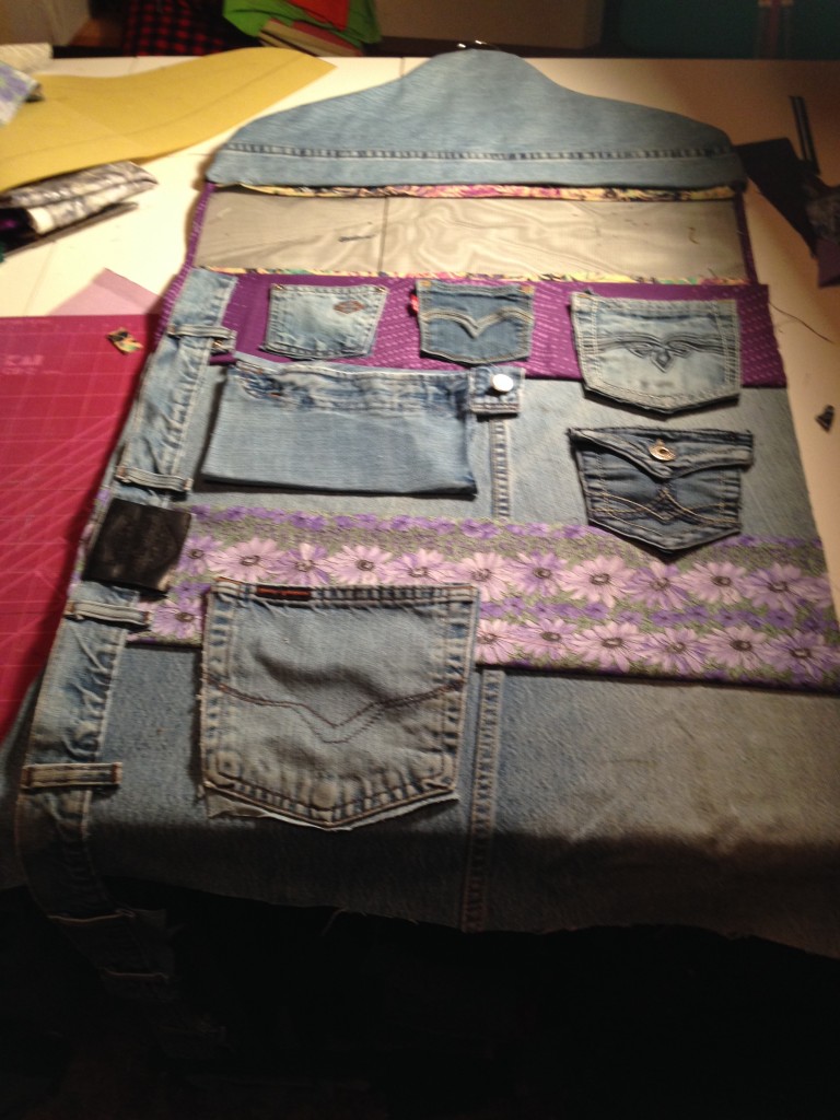  Recycled Jean Pocket layout for Accessory Organizer