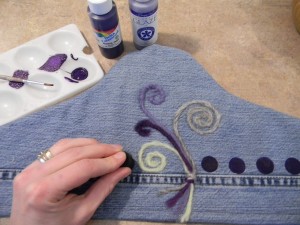 Stamping on Recycled Jean Hanger Cover for Accessory Organzier