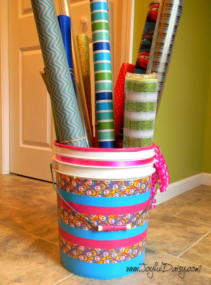 duck tape crafts and organization wrapping paper bin finished