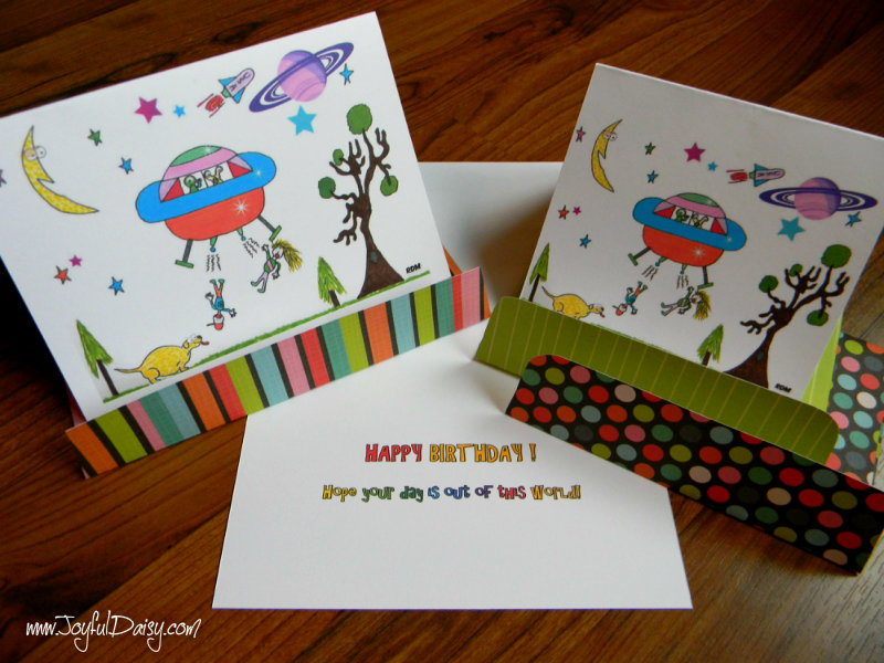 spaceship birthday cards and envelopes