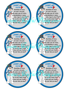 Snowflake Cocoa Round Labels 6 Per Page WATERMARKED