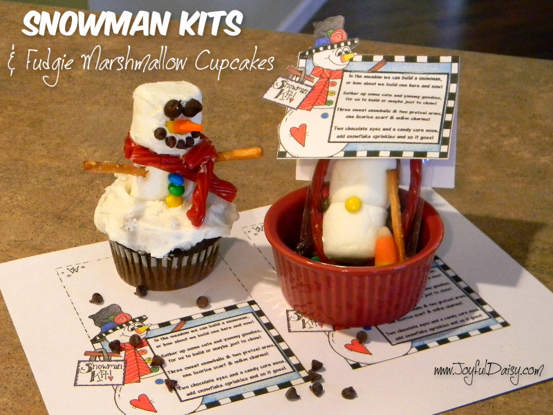 snowman kit and fudgie marshmallow cupcakes