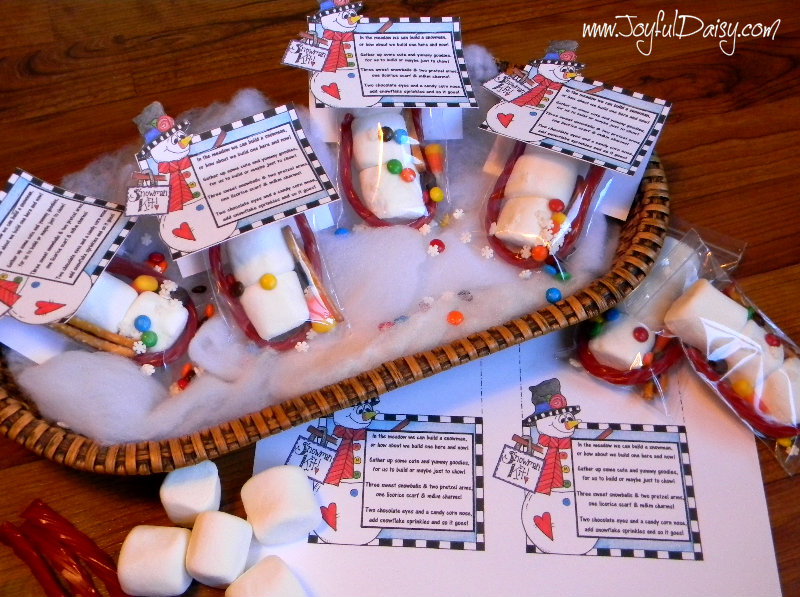 snowman snack kits- christmas labels