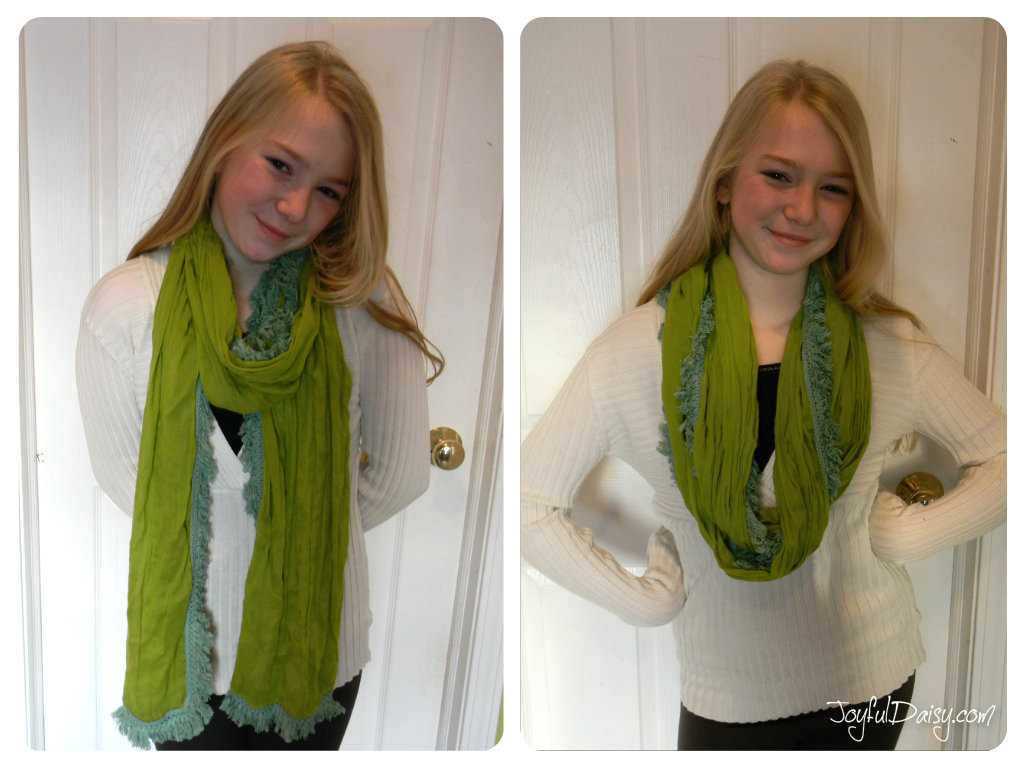infiniitty green trimmed scarf