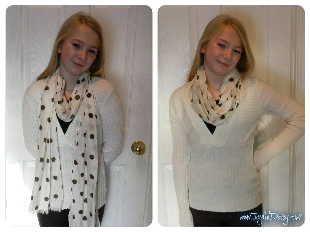 infinity scarf makeover white dotted