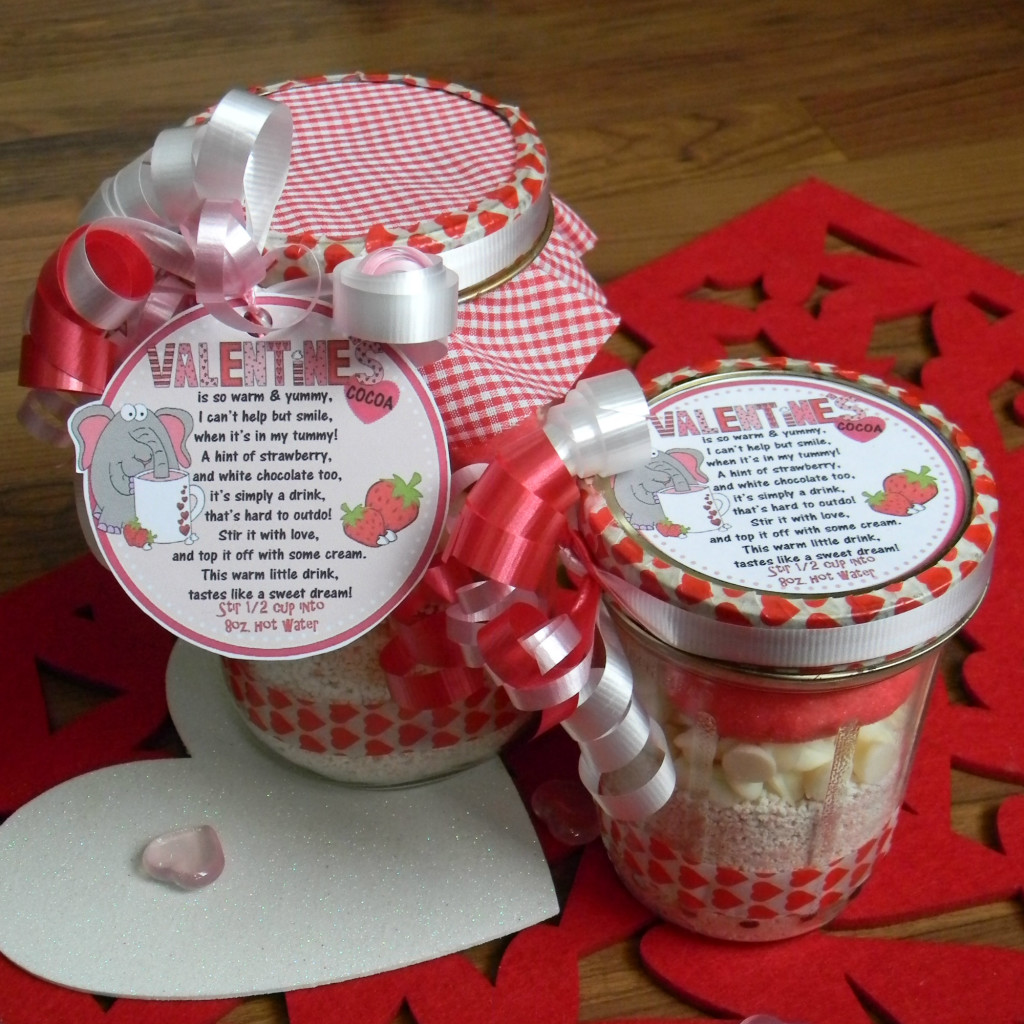 valentines cocoa strawberry white chocolate layered jar mix
