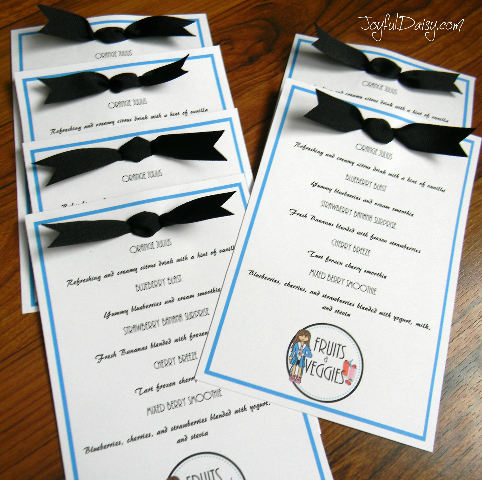FRUIT SMOOTHIE SPA PARTY MENU - JOYFUL DAISY