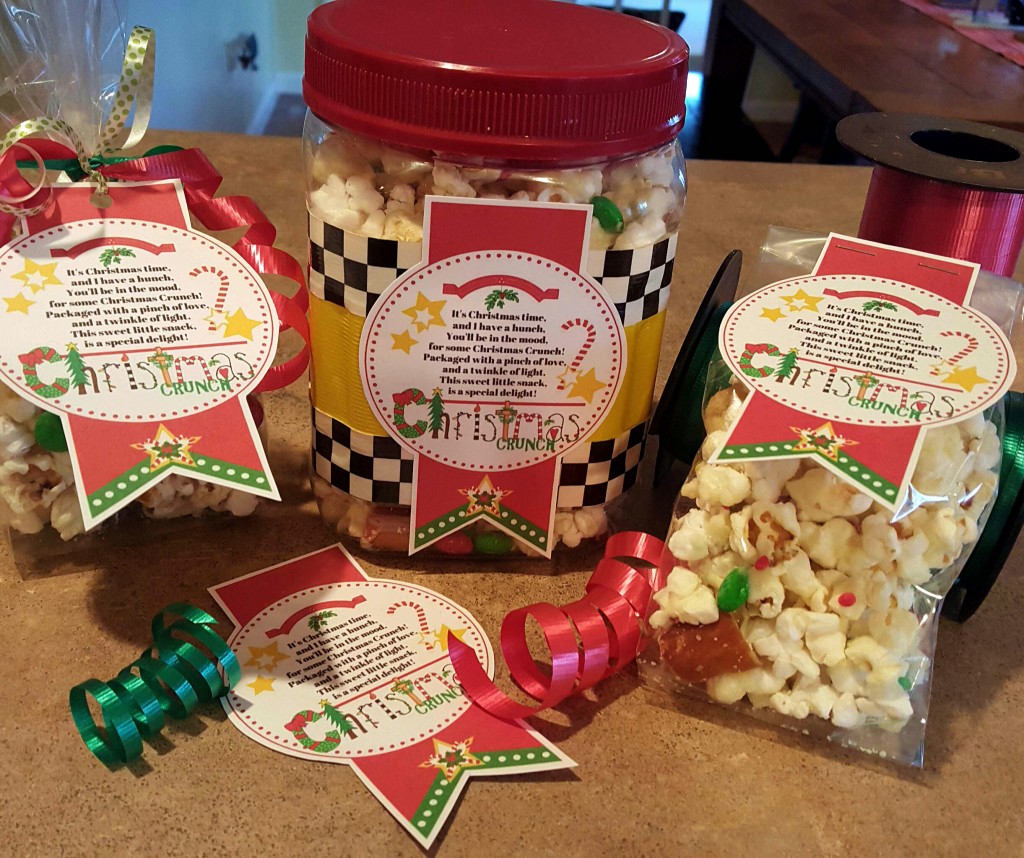 Christmas crunch labels and gift containers