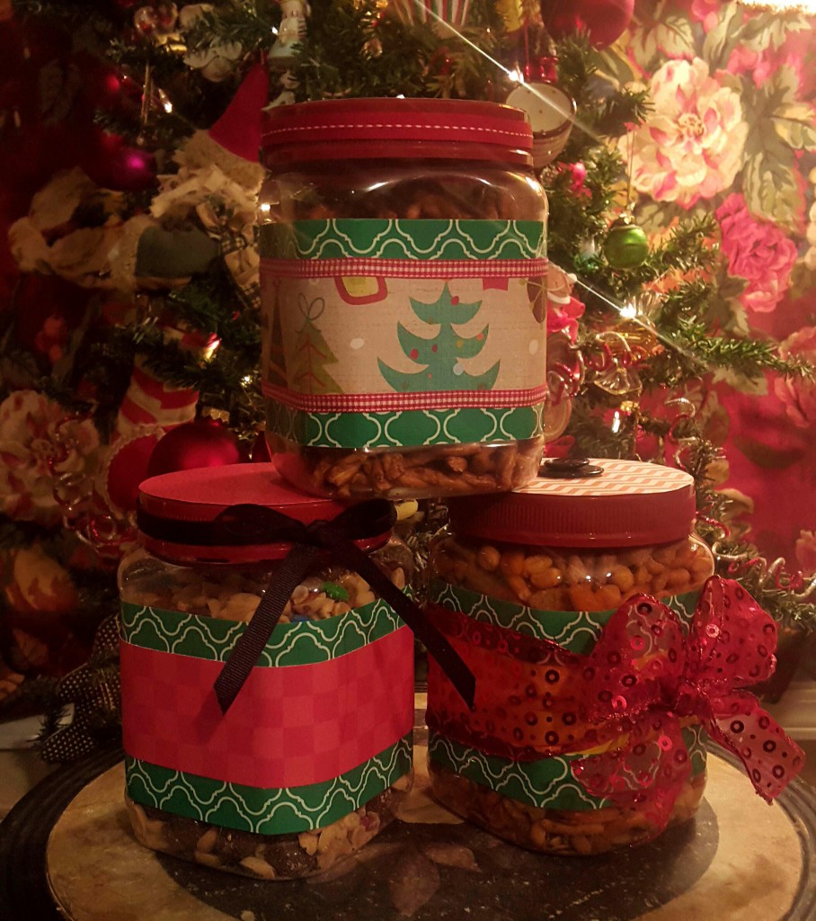 decorated containers for Christmas gifts