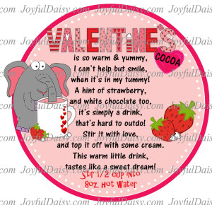 Watermarked Pink Round Valentines Strawberry White Chocolate Cocoa Label